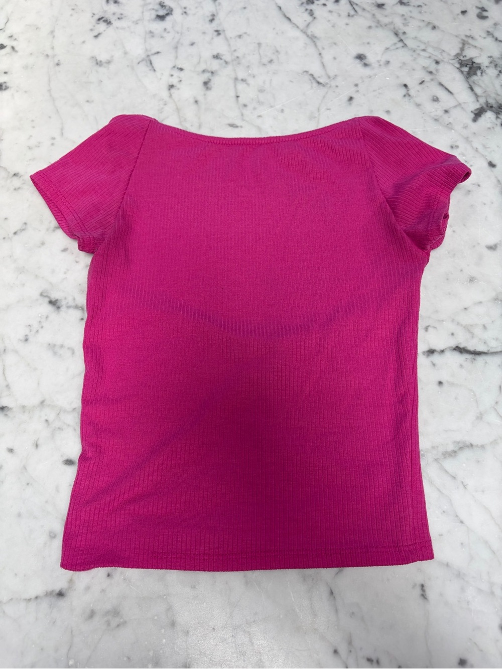 Urban Outfitters Backless Hot Pink Ribbed Short Sleeve Tee